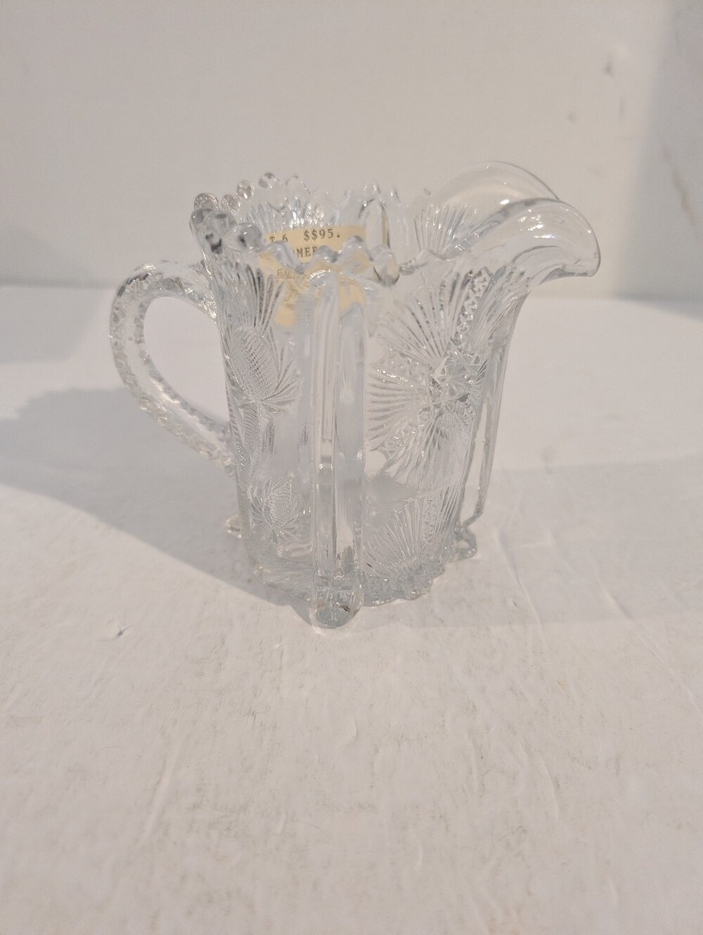 Antique Glass Panelled Thistle Pattern Creamer
